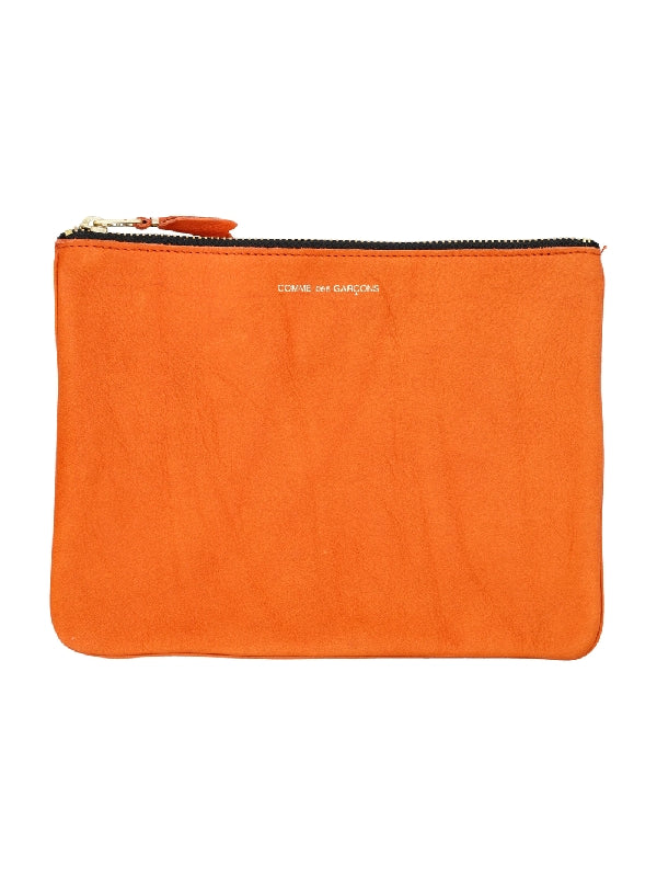 Orange Suede Zipper Coin Wallet