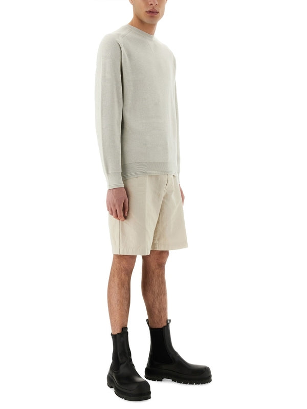 Beige Cotton Linen Cargo Shorts