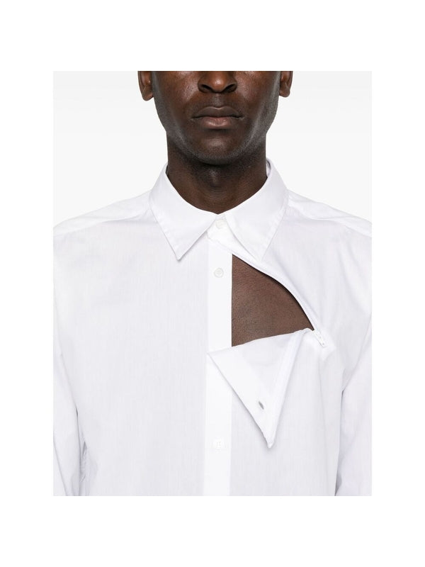 Zipper Detail Cotton Poplin Shirt