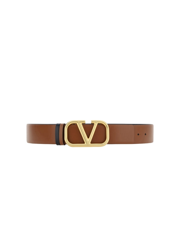 V Logo Reversible Leather Belt