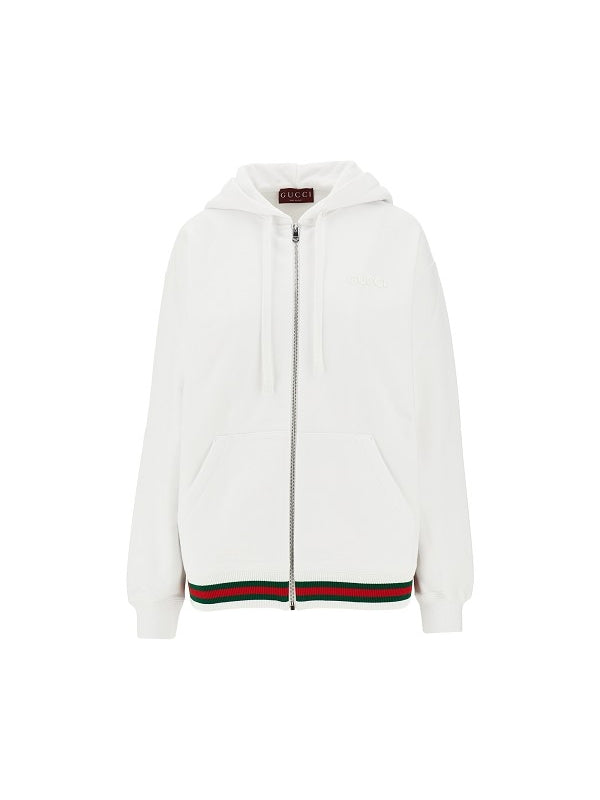 Web Detail Cotton Zip-up Hoodie