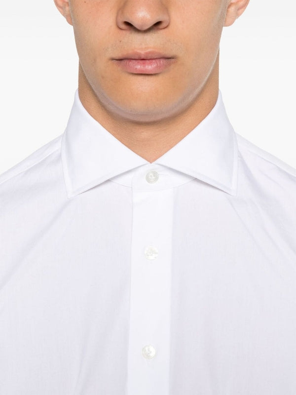 White Cotton Long-Sleeve
  Shirt