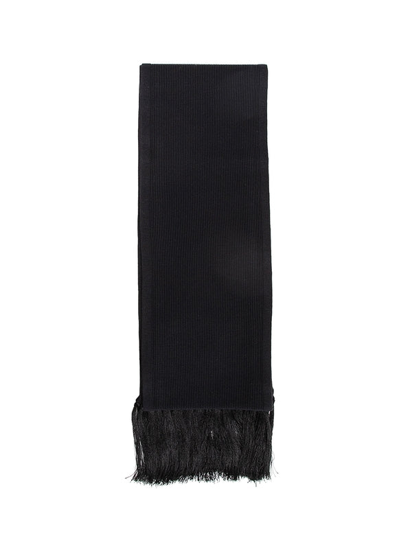 Fringe Detail Silk Wool Blend Scarf