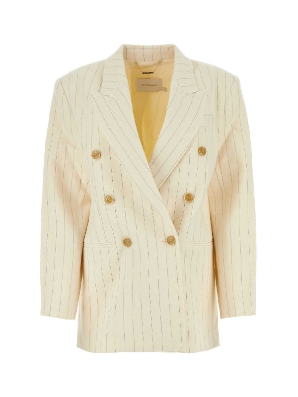 Wool Blend Pinstripe Jacket