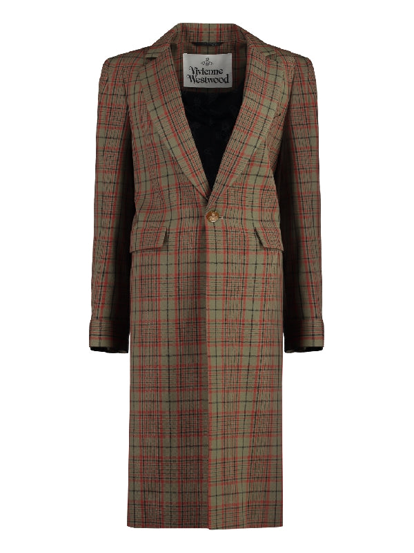 Alien Check Pattern Wool Coat