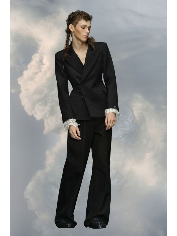 Back Stitch Wool Double Jacket