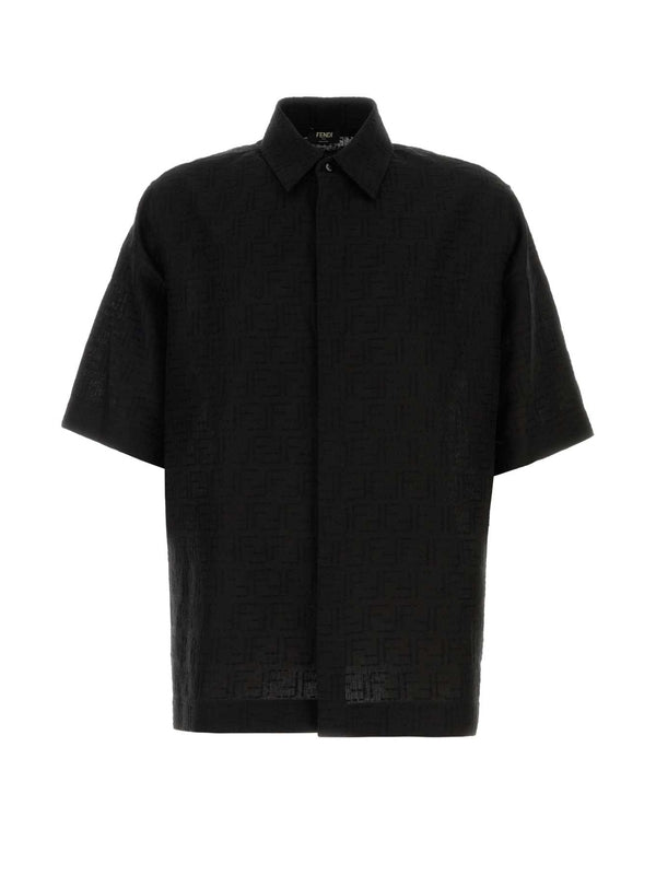 FF Logo Jacquard Linen Short Sleeve Shirt