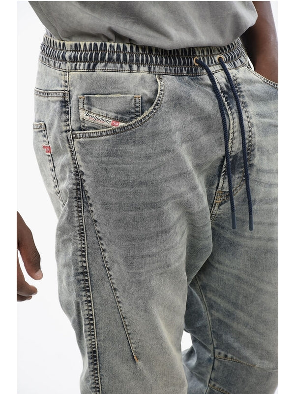Washed Cotton Blend Denim Pants