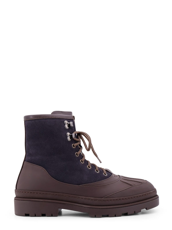 Two-Tone Leather Lace-Up Boots