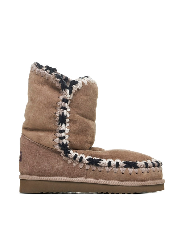 Beige Leather Mid Boots