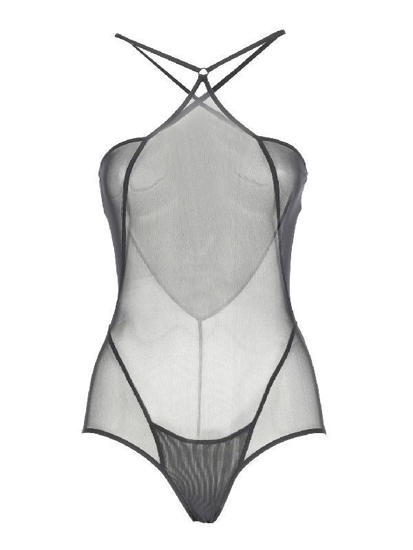 Cross Halterneck Sheer Bodysuit
