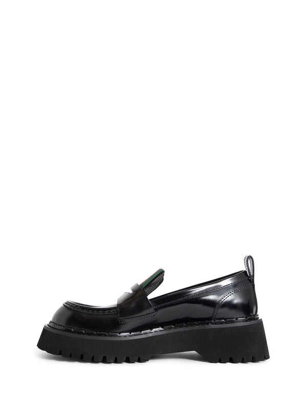 Web Detail Leather Loafers