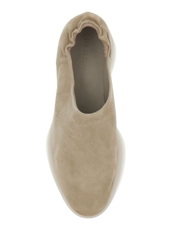 Beige Mules with Logo Patch on the Back and Elasticized Heel in Suede Man Low top Sneakers