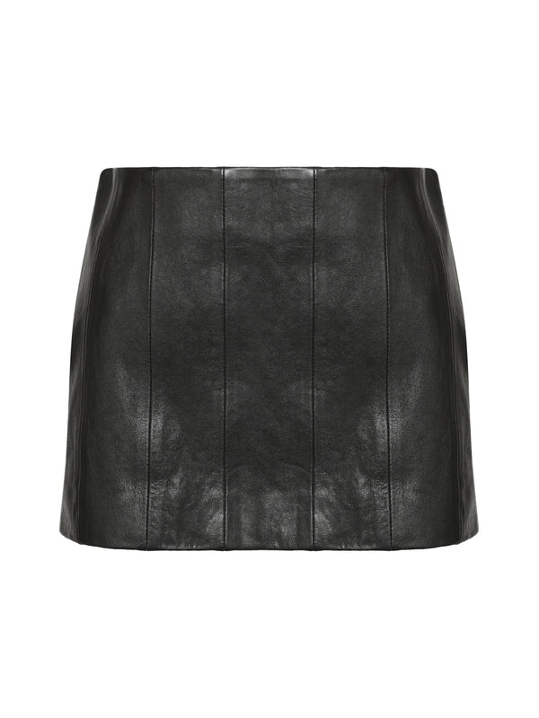 Panel Detail Leather Mini Skirt