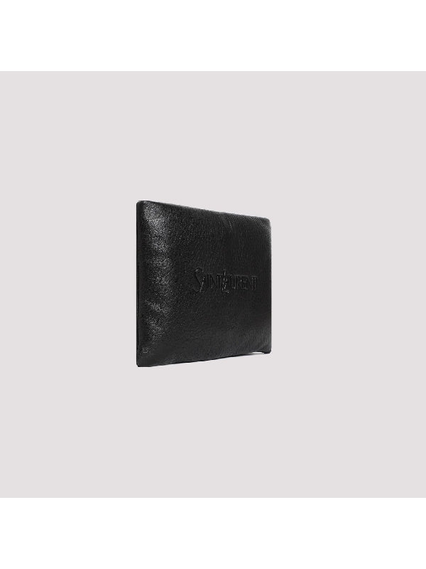 Emboss Logo Leather Clutch Bag