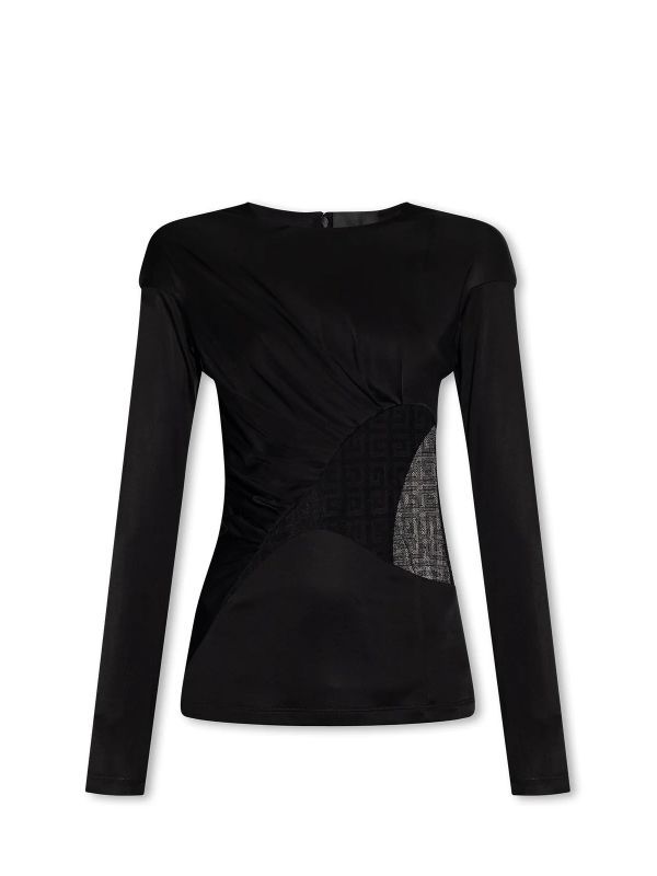 4g Lace Panel Detail Ruched Top