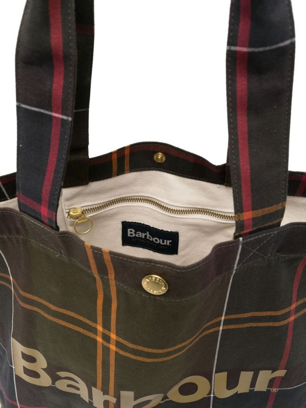 Barbour Green Checked Tote Bags