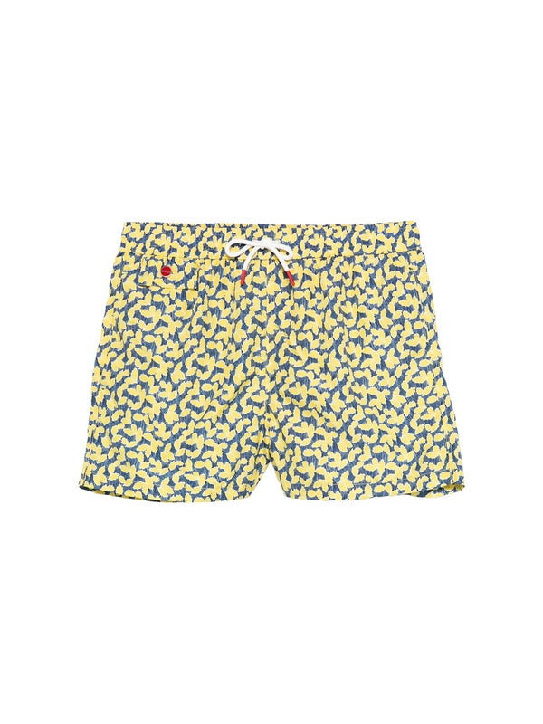 Drawstring Allover Pattern Swim Shorts