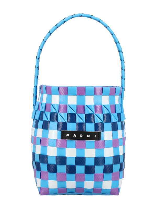 Logo Patch Check Pattern Tote Bag