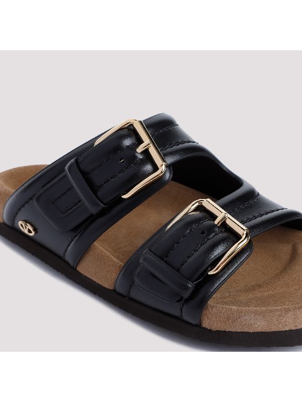 V Logo Double Strap Sandals