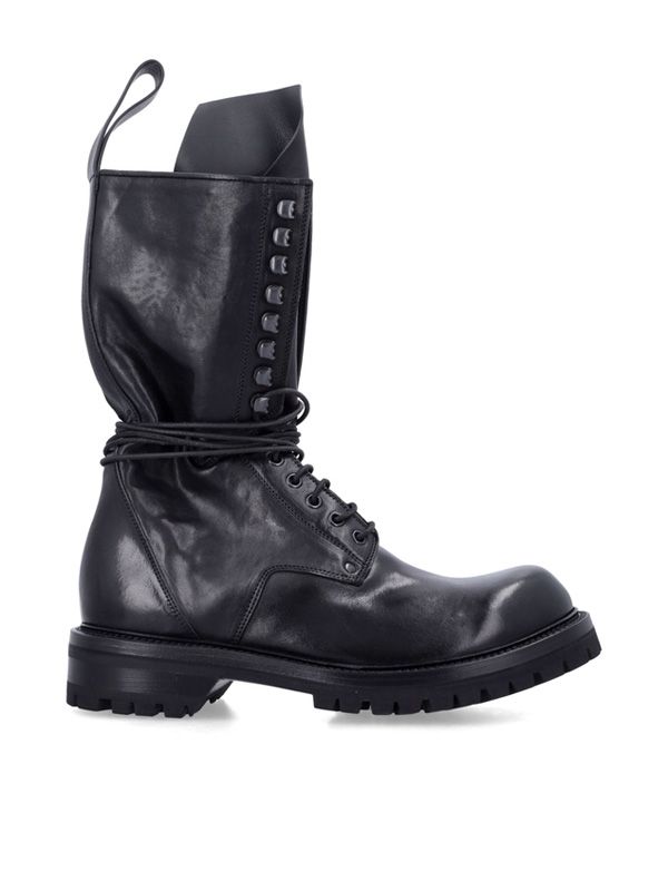 Rick Owens Black Lace Up Boots