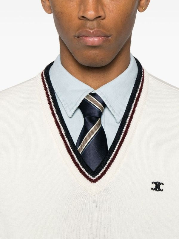 Triomphe Logo Embroidered Wool Knit Vest