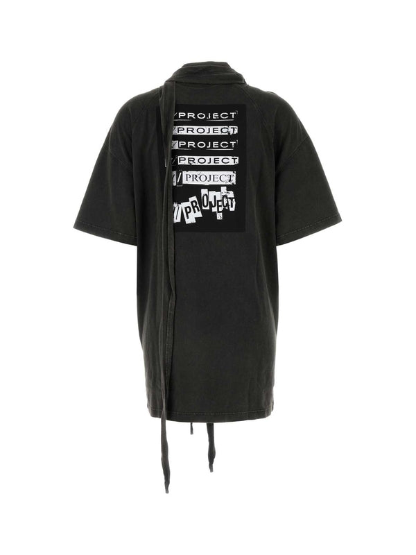 Graphic Printing Scarf Neck Short Sleeve
  T-Shirt