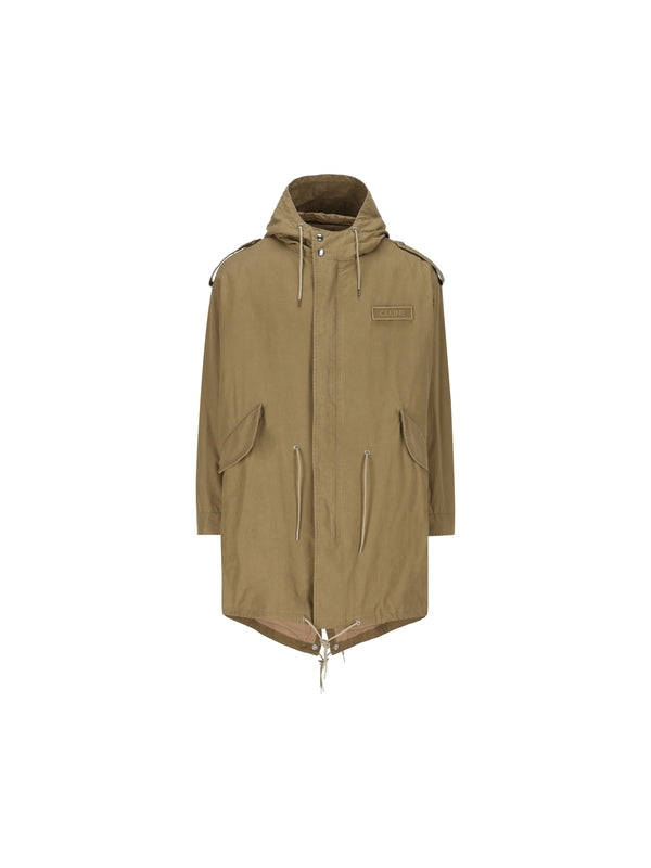 Chest Logo Patch Drawstring Parka