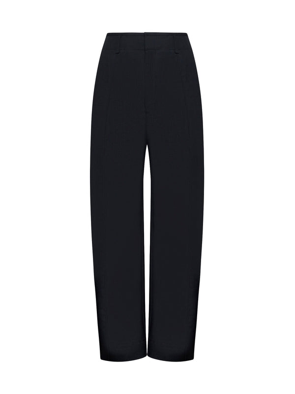 Curved Wool Blend Tailored Pants