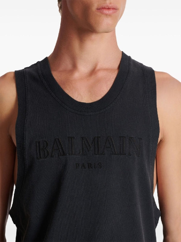 Logo Embroidery Detail Cotton Tank Top