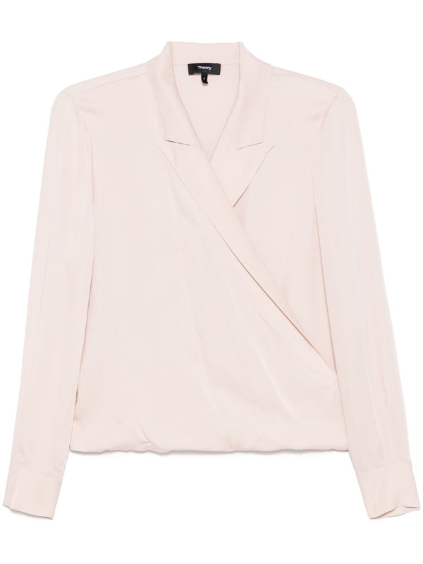 Asymmetric Wrap Detail Silk Blouse