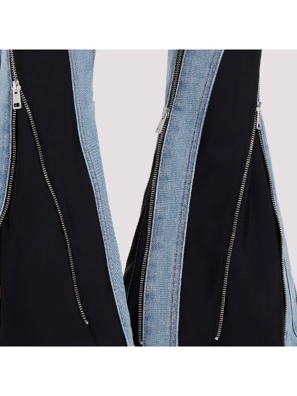 Spiral Zipper Panel Denim