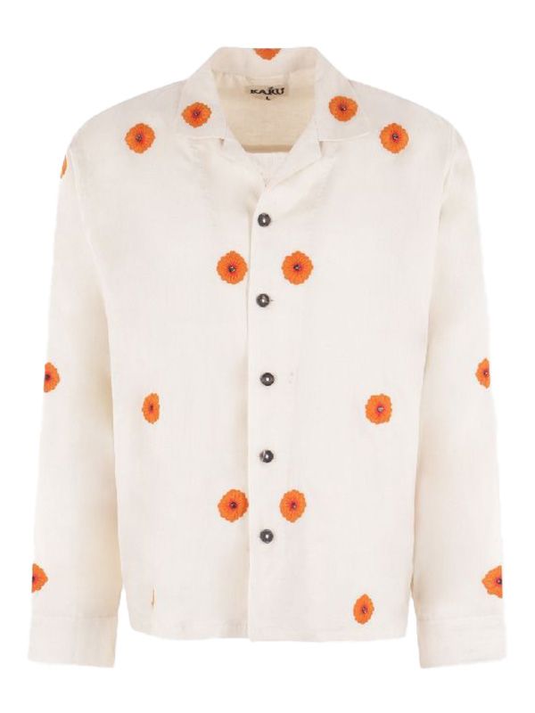 Flower Embroidery Cotton Shirt