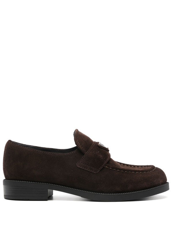 Triangle Logo Suede Loafers