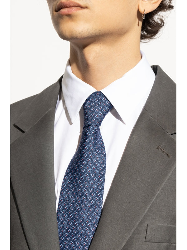 Gancini Pattern Silk Tie