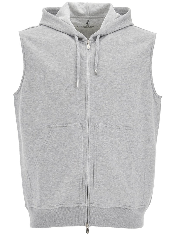 Drawstring Cotton Blend Zip-Up
  Vest