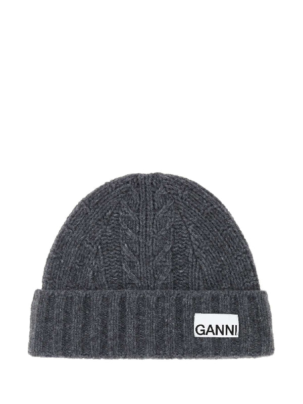 Logo Patch Turn-Up Wool Beanie