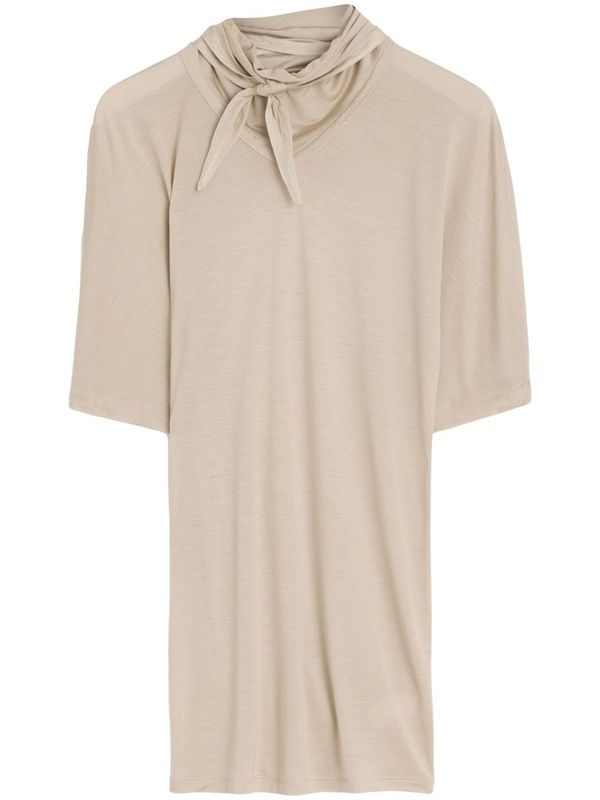 Scarf Neck
  Silk Short Sleeve T-Shirt