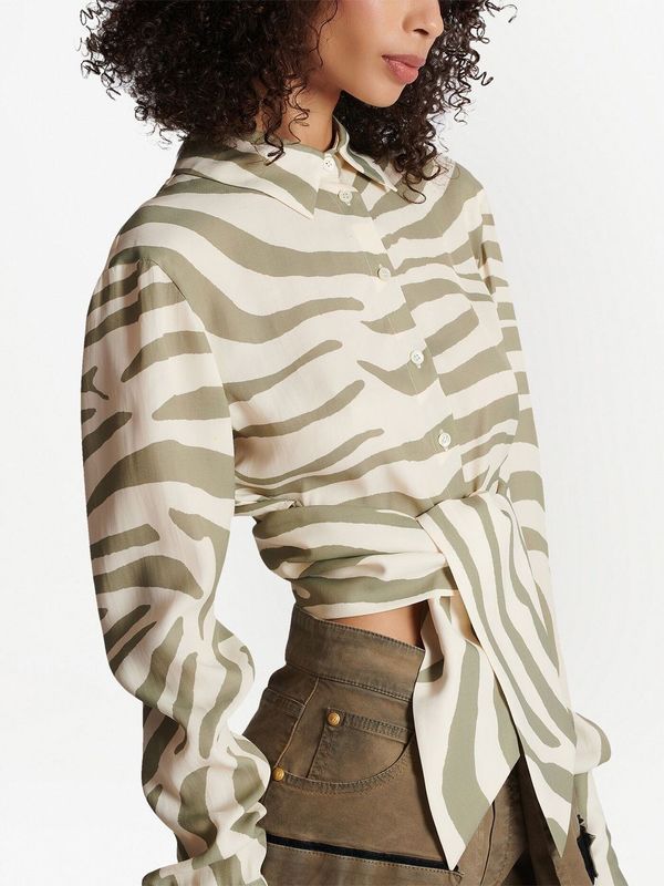 Animal Printing Strap Crop Shirt