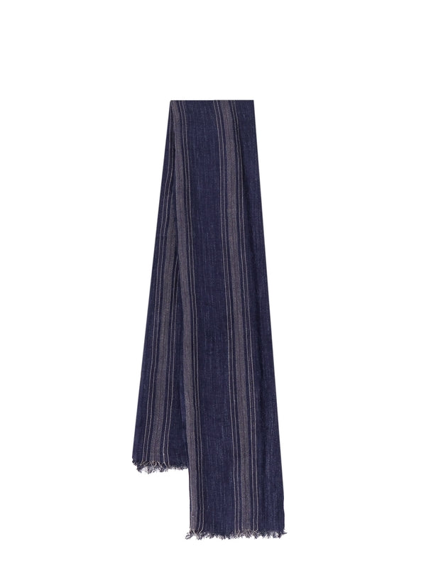 Stripe Fringe Silk Linen Scarf