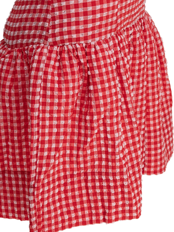 Strap Ruffle Check Mini Dress