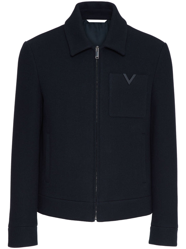 V Logo Pocket Wool Jacket