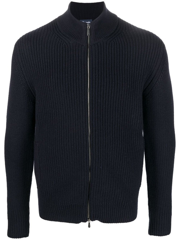 Highneck Wool Ribbed Cardigan
