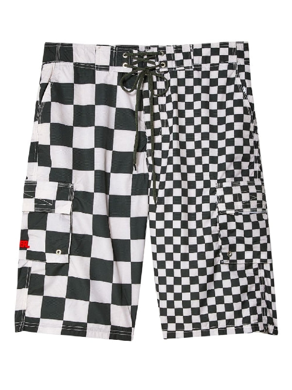 Checkerboard Pattern Swim Pants