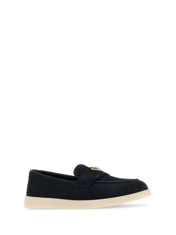 Triangle Logo Suede Loafers