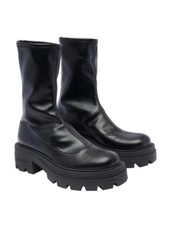 Chunky Sole Zip-up Mid Boots