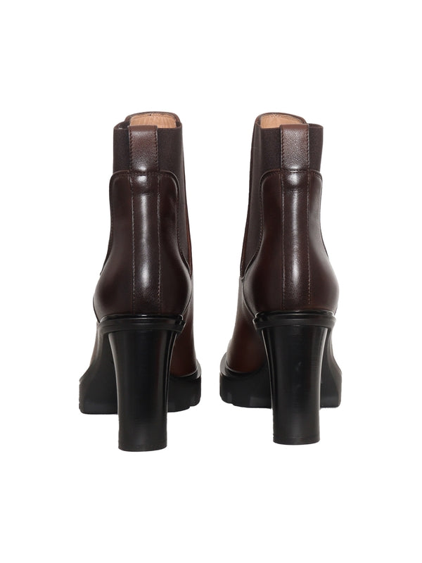 Round Toe Leather Ankle Boots