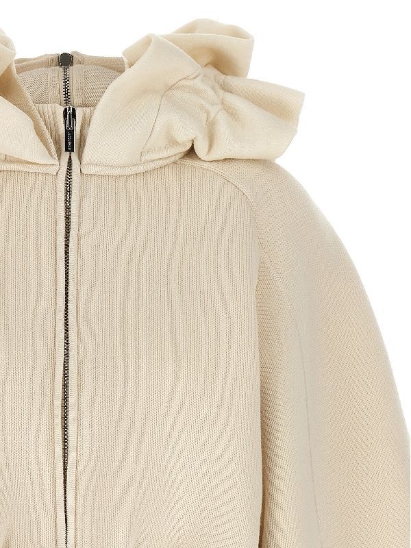 Crinoline Scrunchy Hooded Knit Zip-up