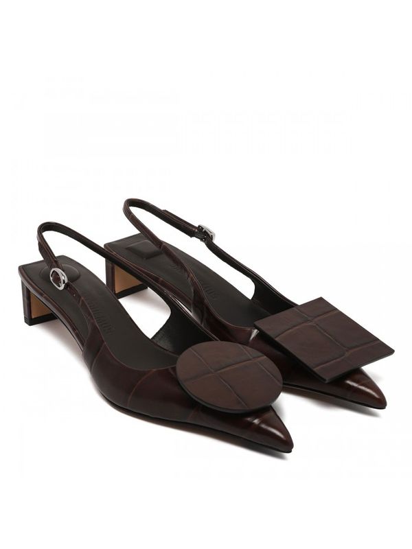 Crocodile
  Effect Leather Slingback Heels