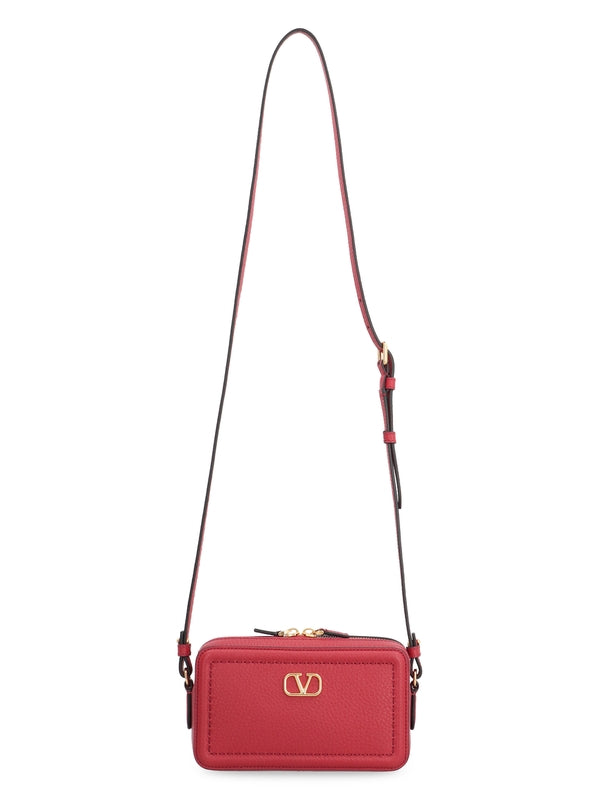 Alltime V Logo Leather Shoulder Bag